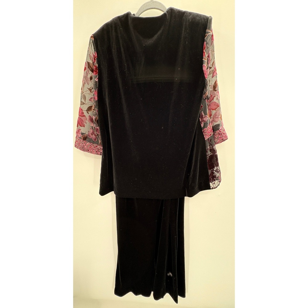 R&M Richards Black Velvet Maxi Dress & Floral Burnout Jacket Set 2PC Formal - Picture 4 of 16